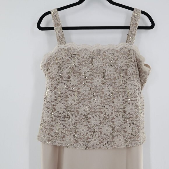 Alex Evenings Lace Sequin Dress Womens 14 Beige Cruise Formal Dance Party Event - Picture 5 of 16